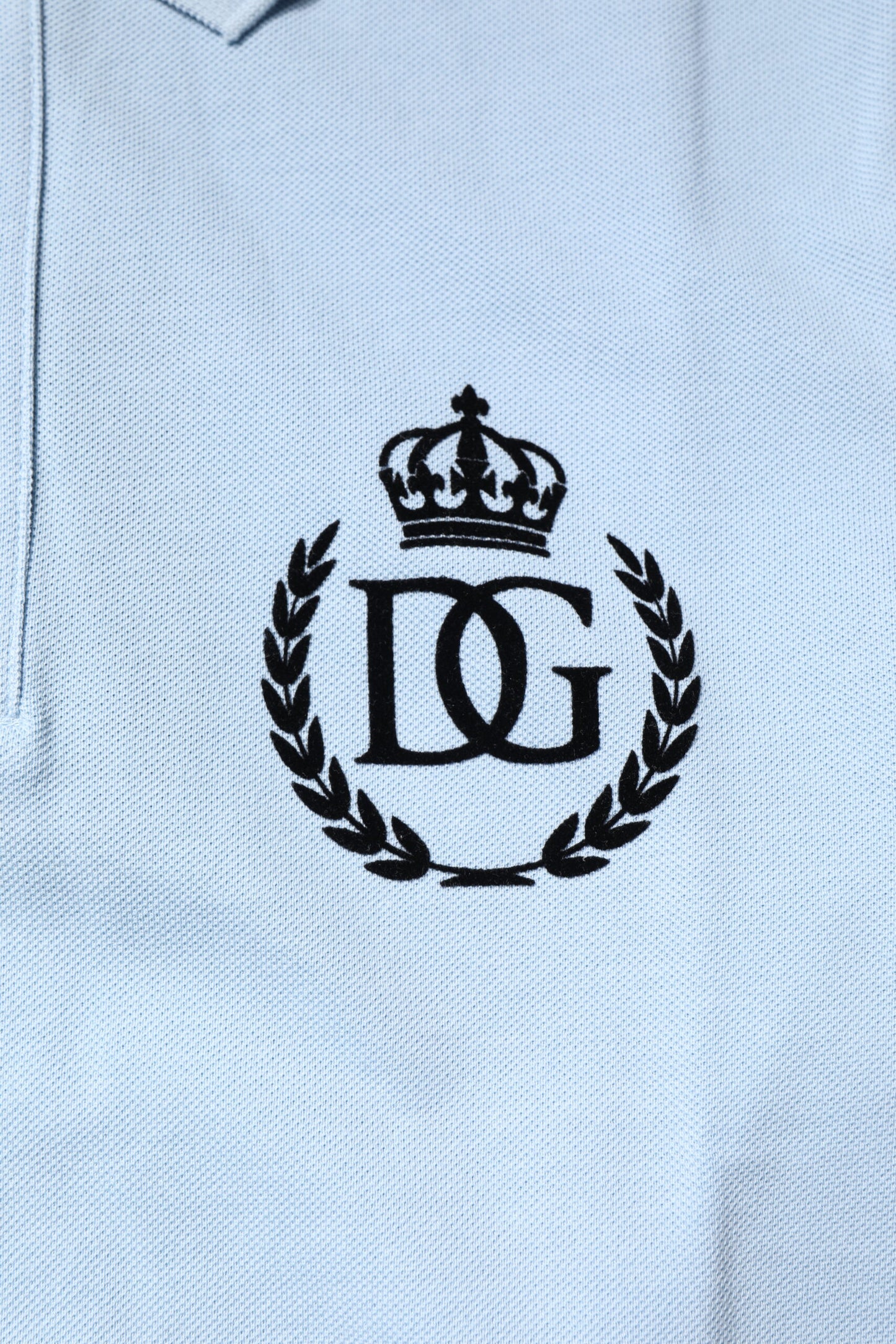 Polo de Algodón Azul Cielo con Cuello Corona de Dolce & Gabbana