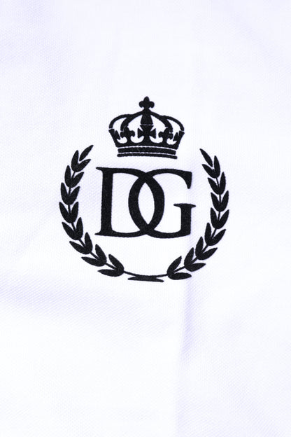 Polo de hombre de algodón blanco con cuello corona Dolce & Gabbana