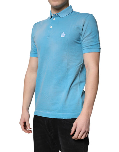 Camiseta Polo de Hombre Dolce & Gabbana de Algodón Azul con Cuello de Corona