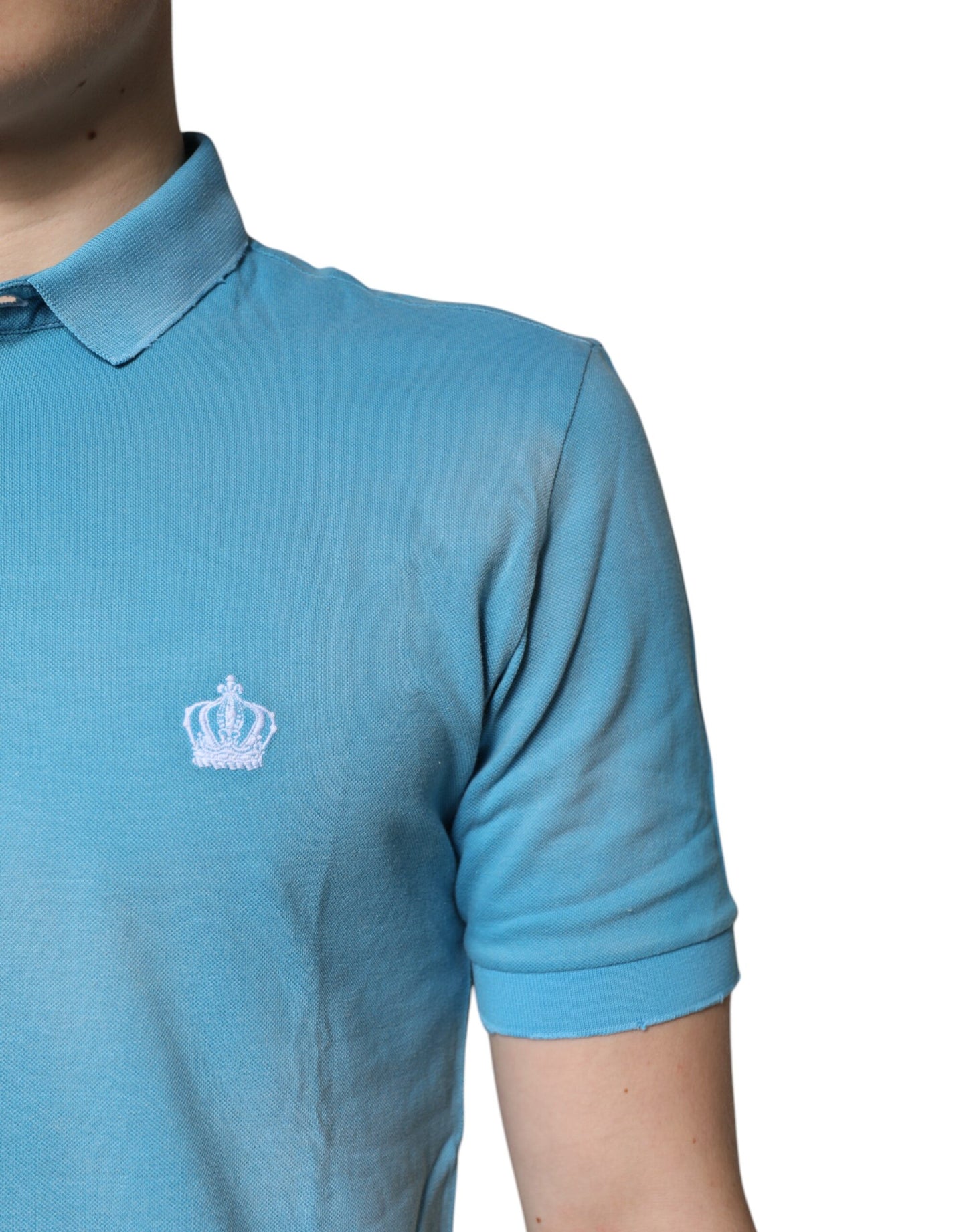 Camiseta Polo de Hombre Dolce & Gabbana de Algodón Azul con Cuello de Corona