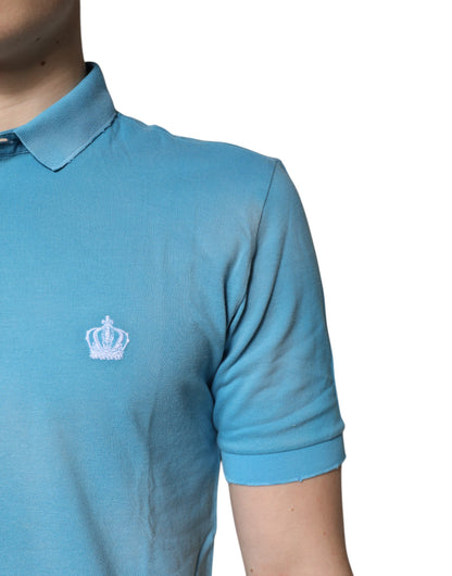 Camiseta Polo de Hombre Dolce & Gabbana de Algodón Azul con Cuello de Corona