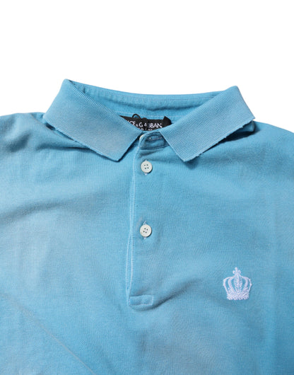 Camiseta Polo de Hombre Dolce & Gabbana de Algodón Azul con Cuello de Corona