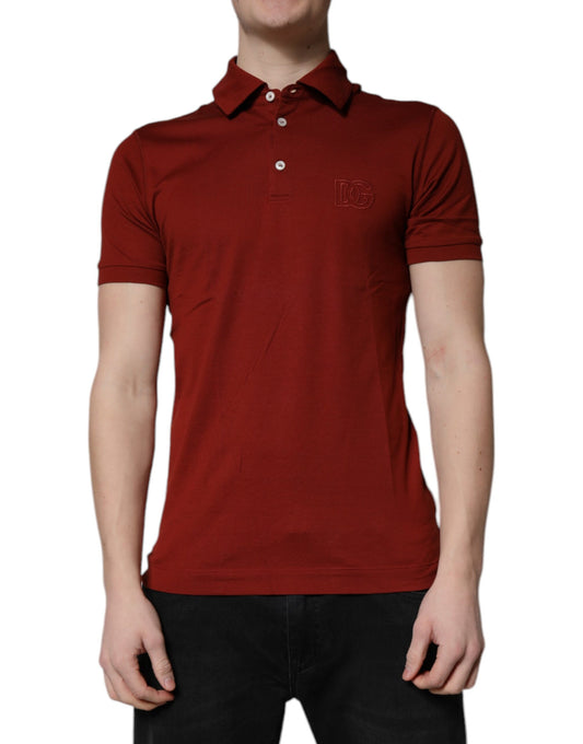 Polo de hombre Dolce & Gabbana de algodón rojo con cuello y logo DG