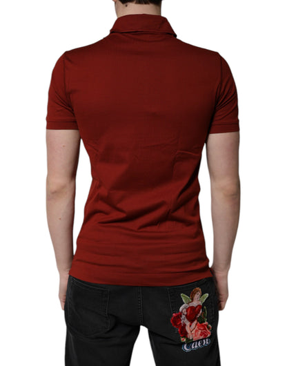 Polo de hombre Dolce & Gabbana de algodón rojo con cuello y logo DG