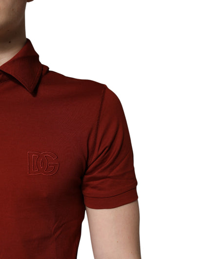 Polo de hombre Dolce & Gabbana de algodón rojo con cuello y logo DG