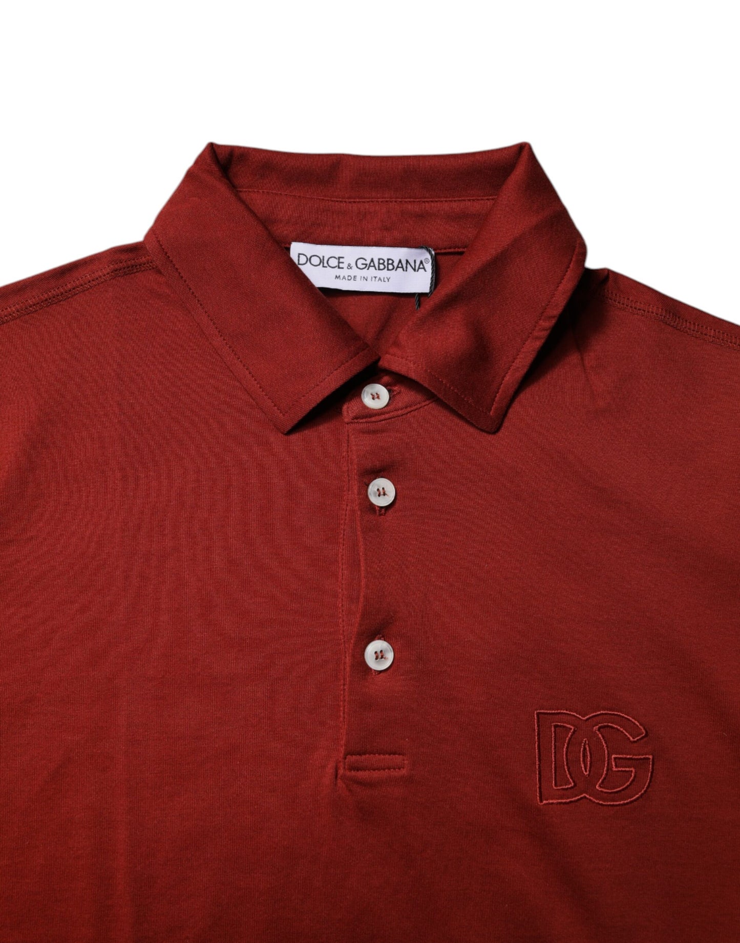 Polo de hombre Dolce & Gabbana de algodón rojo con cuello y logo DG