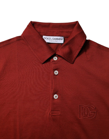 Polo de hombre Dolce & Gabbana de algodón rojo con cuello y logo DG