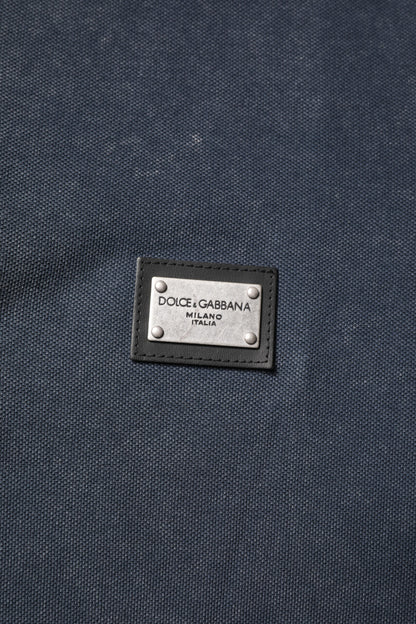 Polo de algodón azul oscuro con placa del logo para hombre Dolce & Gabbana