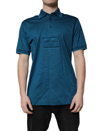 Polo de algodón con logo azul para hombre Dolce & Gabbana