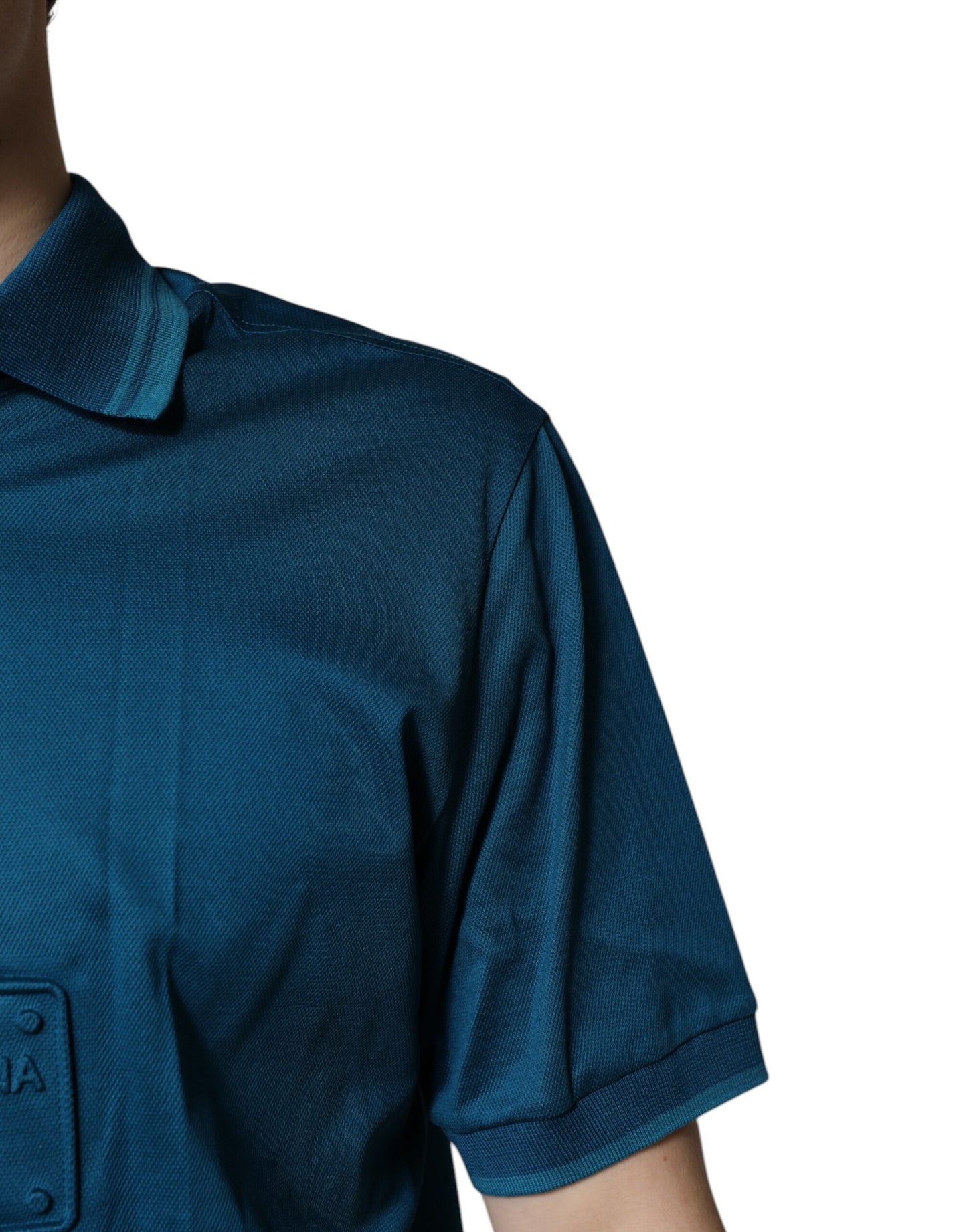 Polo de algodón con logo azul para hombre Dolce & Gabbana