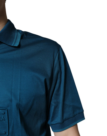 Polo de algodón con logo azul para hombre Dolce & Gabbana