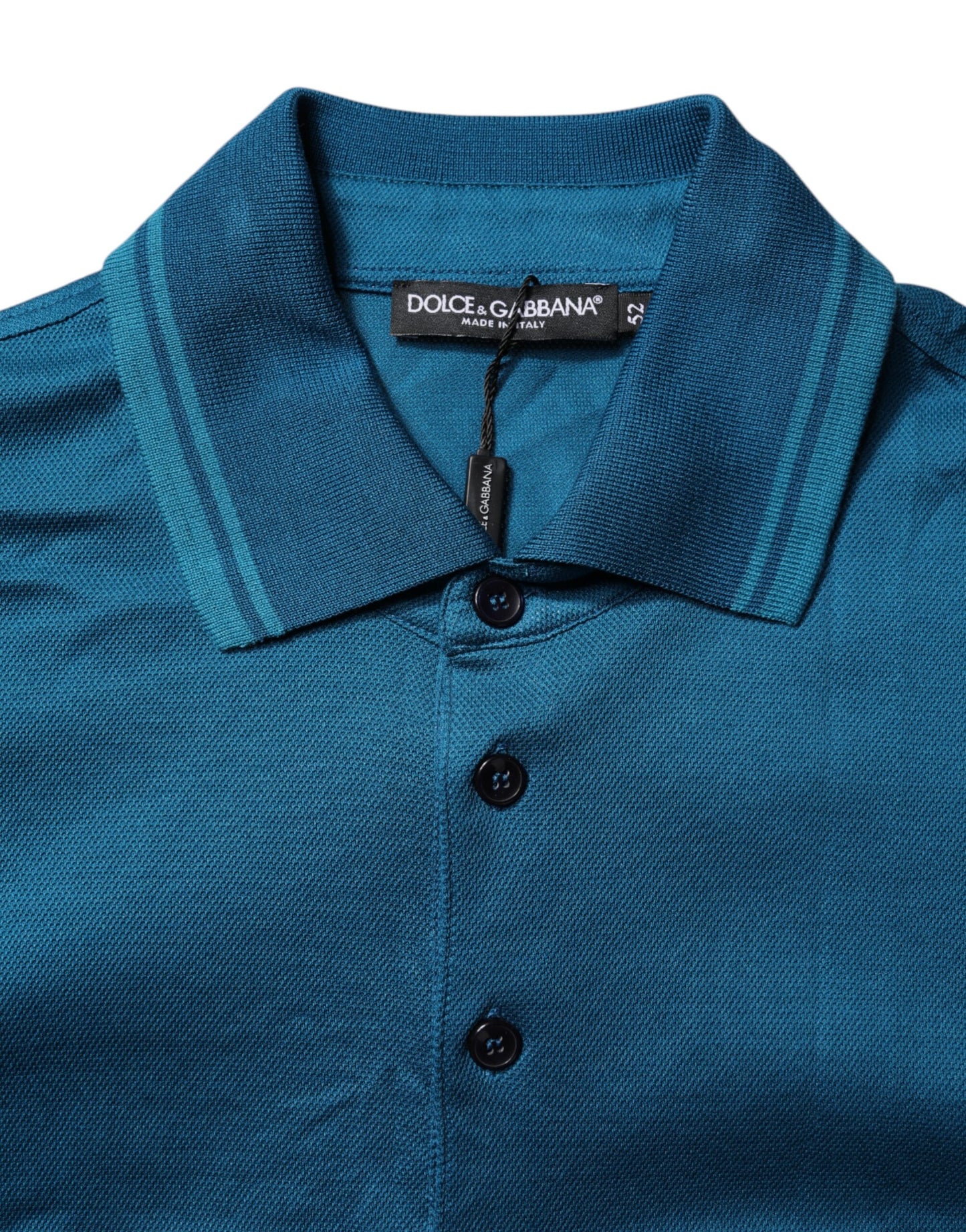 Polo de algodón con logo azul para hombre Dolce & Gabbana
