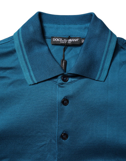 Polo de algodón con logo azul para hombre Dolce & Gabbana
