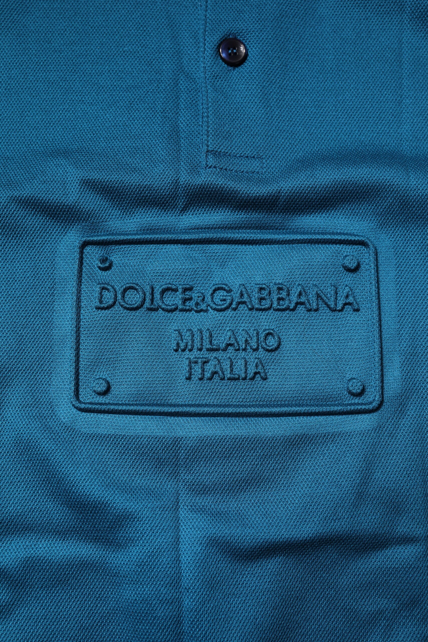 Polo de algodón con logo azul para hombre Dolce & Gabbana