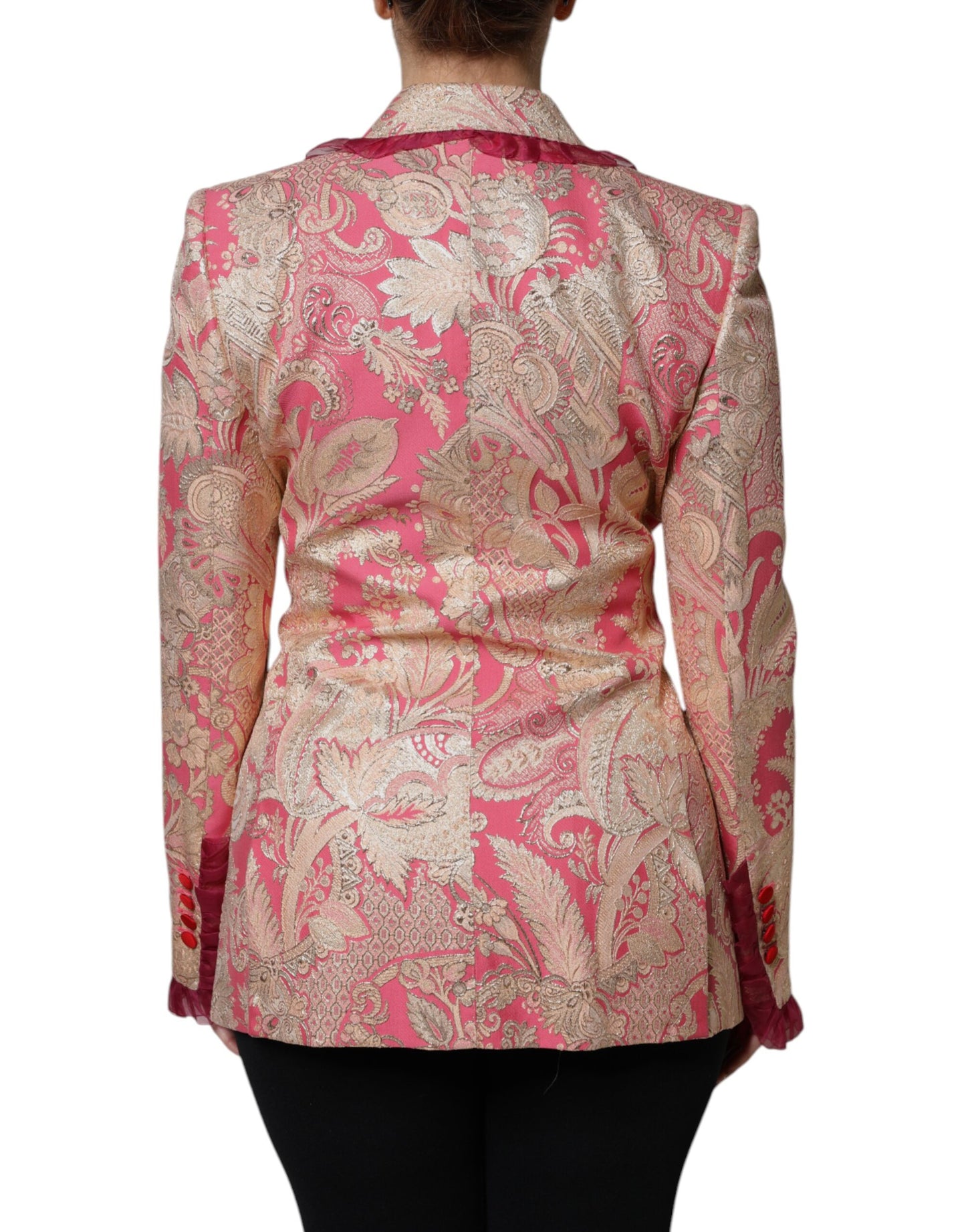 Abrigo blazer de nailon jacquard rosa dorado de Dolce & Gabbana