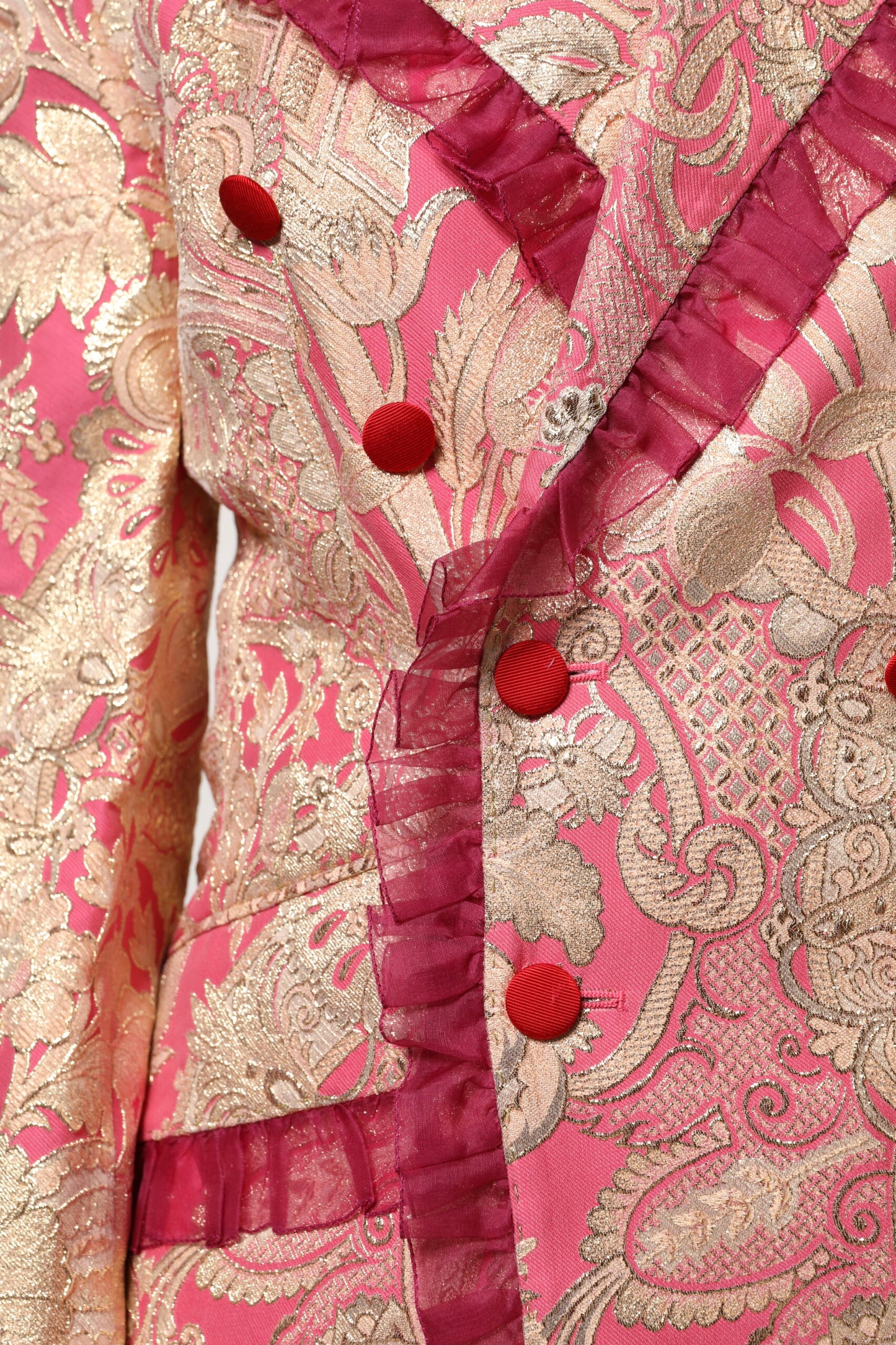 Abrigo blazer de nailon jacquard rosa dorado de Dolce & Gabbana