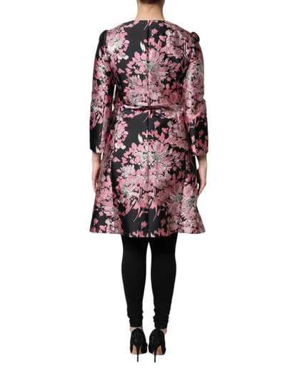 Chaqueta Trenchcoat de Brocado Floral Rosa y Negro de Dolce & Gabbana