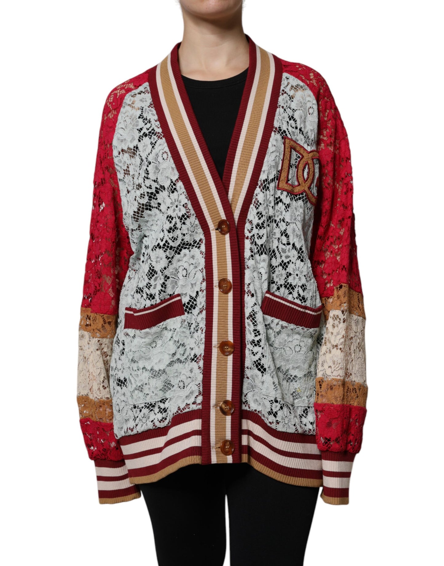 Cárdigan de encaje floral multicolor Dolce & Gabbana