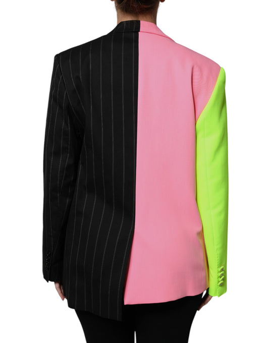 Chaqueta abrigo multicolor con retazos y adornos de Dolce & Gabbana