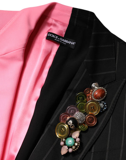 Chaqueta abrigo multicolor con retazos y adornos de Dolce & Gabbana