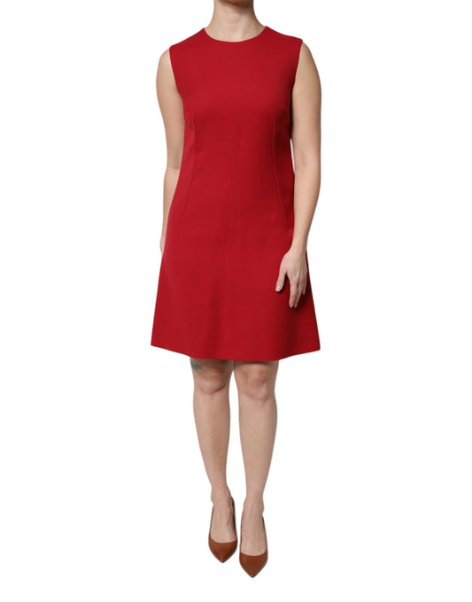 Vestido de lana rojo sin mangas por la rodilla de corte A de Dolce & Gabbana