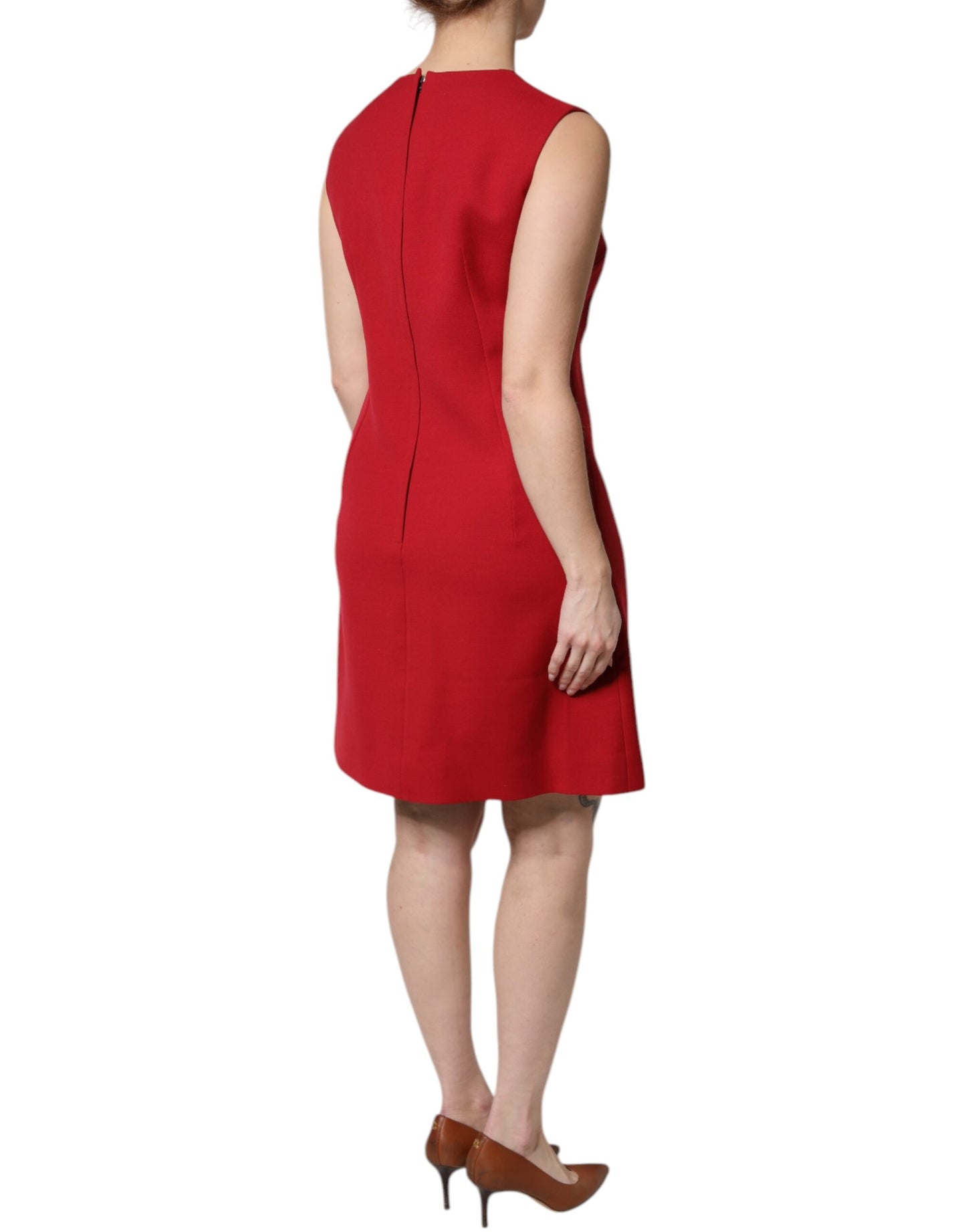 Vestido de lana rojo sin mangas por la rodilla de corte A de Dolce & Gabbana