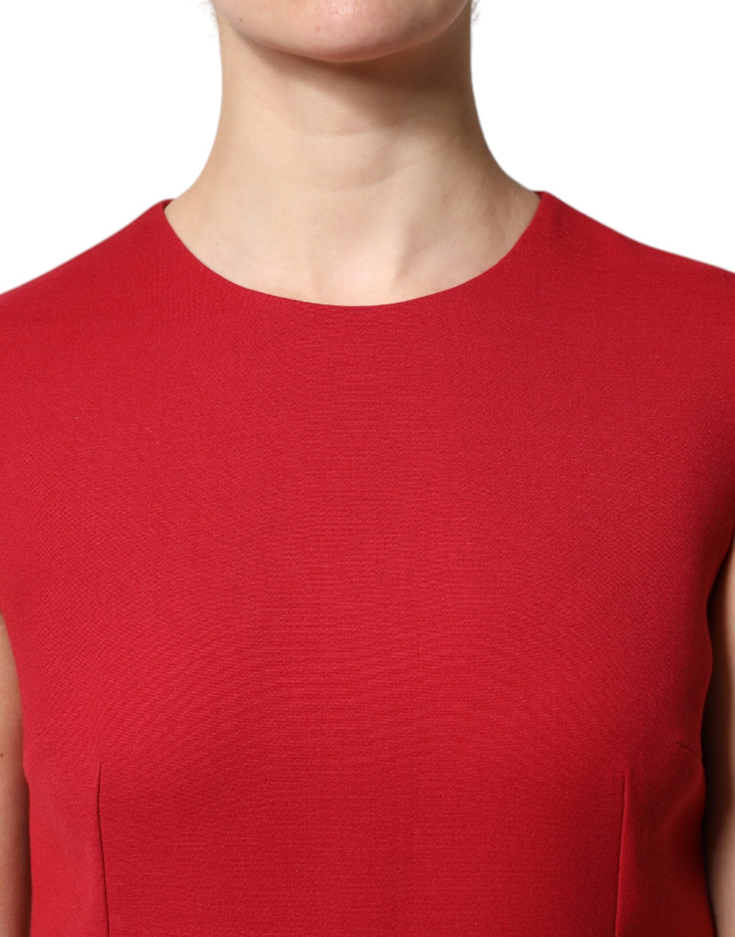 Vestido de lana rojo sin mangas por la rodilla de corte A de Dolce & Gabbana