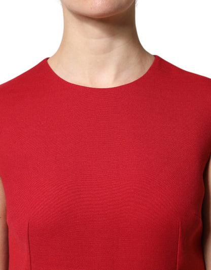 Vestido de lana rojo sin mangas por la rodilla de corte A de Dolce & Gabbana