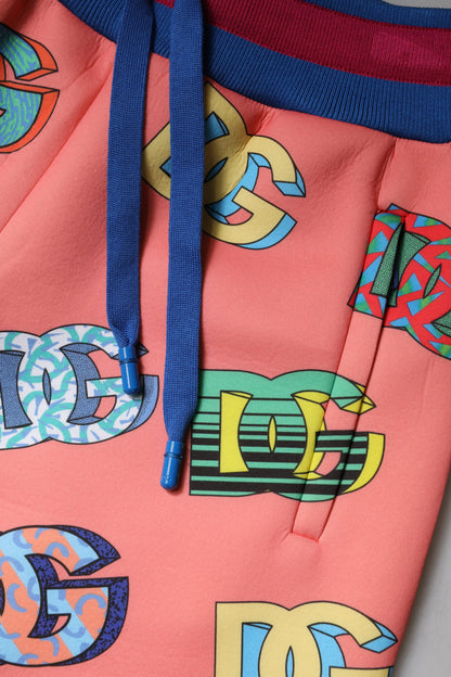 Pantalones de chándal deportivos con monograma del logotipo rosa de Dolce & Gabbana
