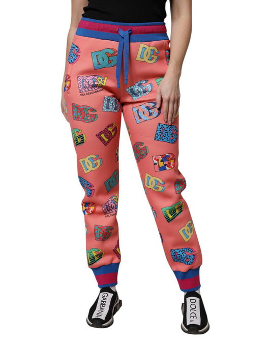 Pantalones de chándal deportivos con monograma del logotipo rosa de Dolce & Gabbana