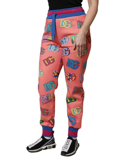 Pantalones de chándal deportivos con monograma del logotipo rosa de Dolce & Gabbana