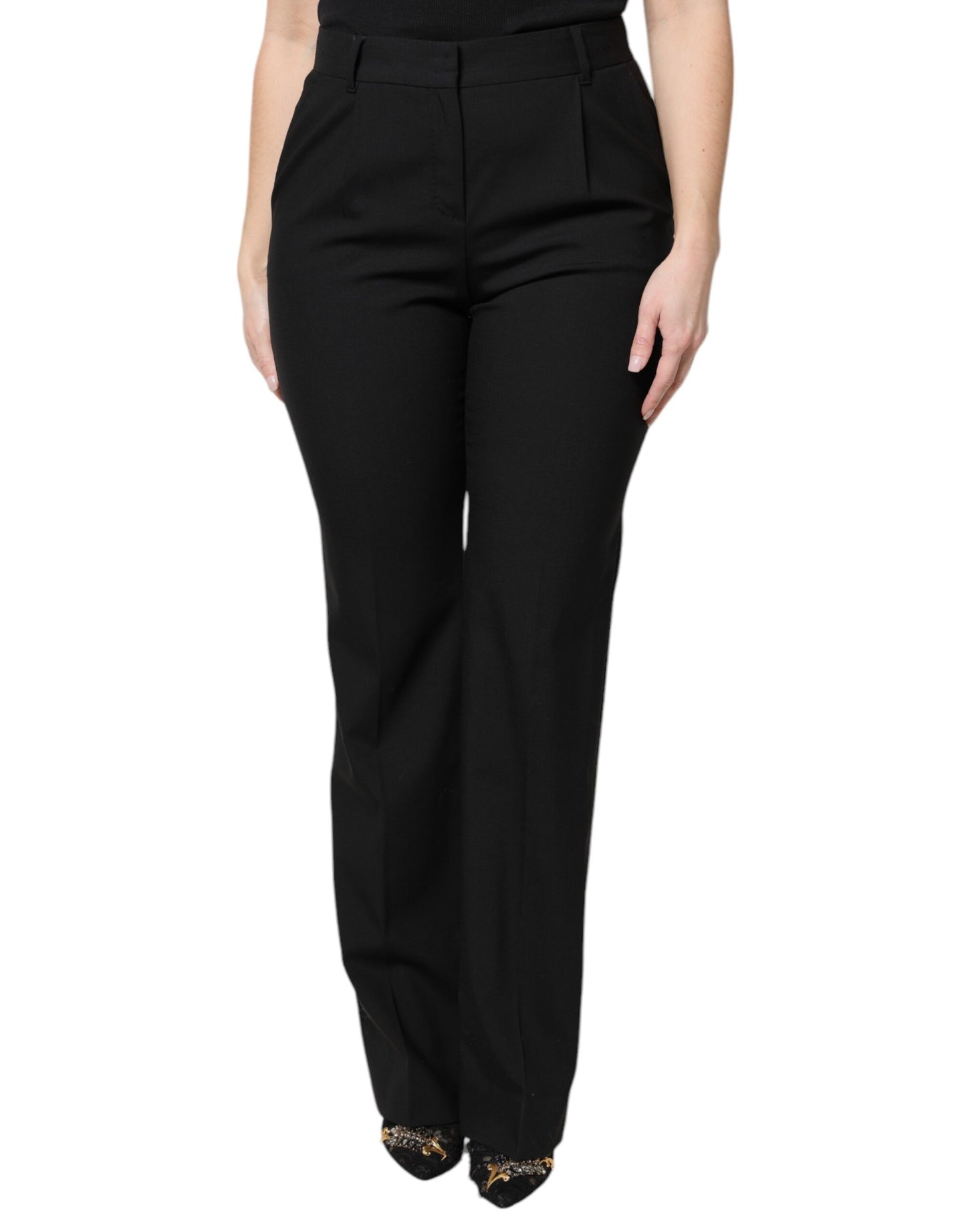 Pantalón de vestir Dolce & Gabbana de lana negro de tiro alto y corte de bota