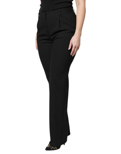 Pantalón de vestir Dolce & Gabbana de lana negro de tiro alto y corte de bota