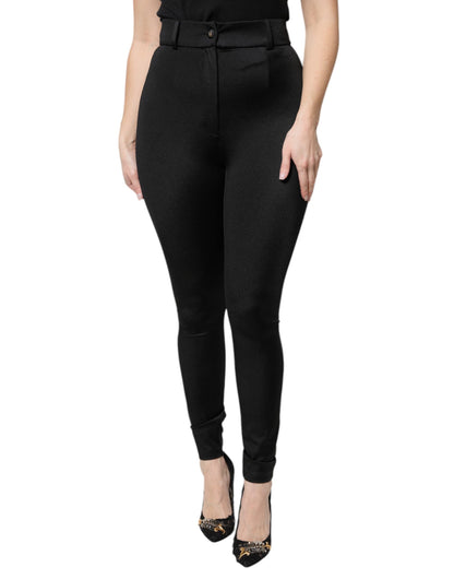 Pantalón pitillo de talle alto de nailon negro de Dolce & Gabbana