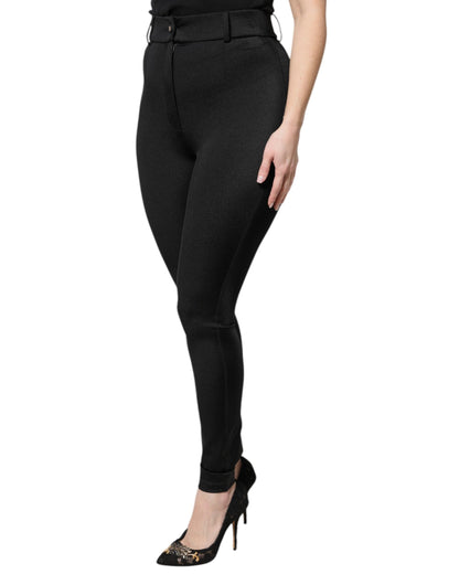 Pantalón pitillo de talle alto de nailon negro de Dolce & Gabbana