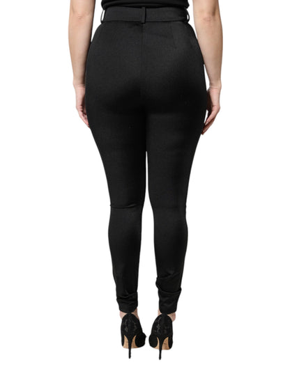 Pantalón pitillo de talle alto de nailon negro de Dolce & Gabbana