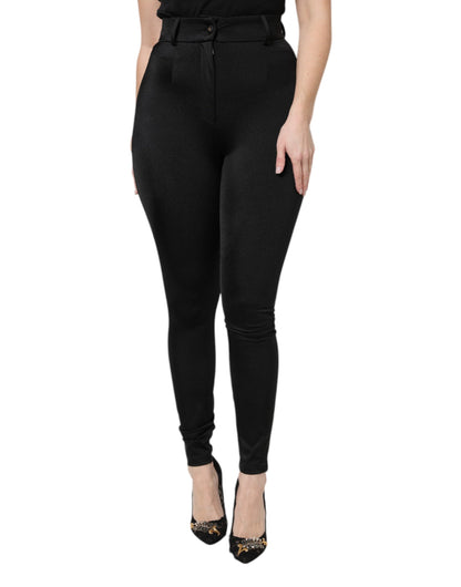 Pantalón pitillo de talle alto de nailon negro de Dolce & Gabbana