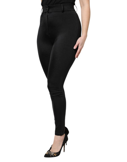 Pantalón pitillo de talle alto de nailon negro de Dolce & Gabbana