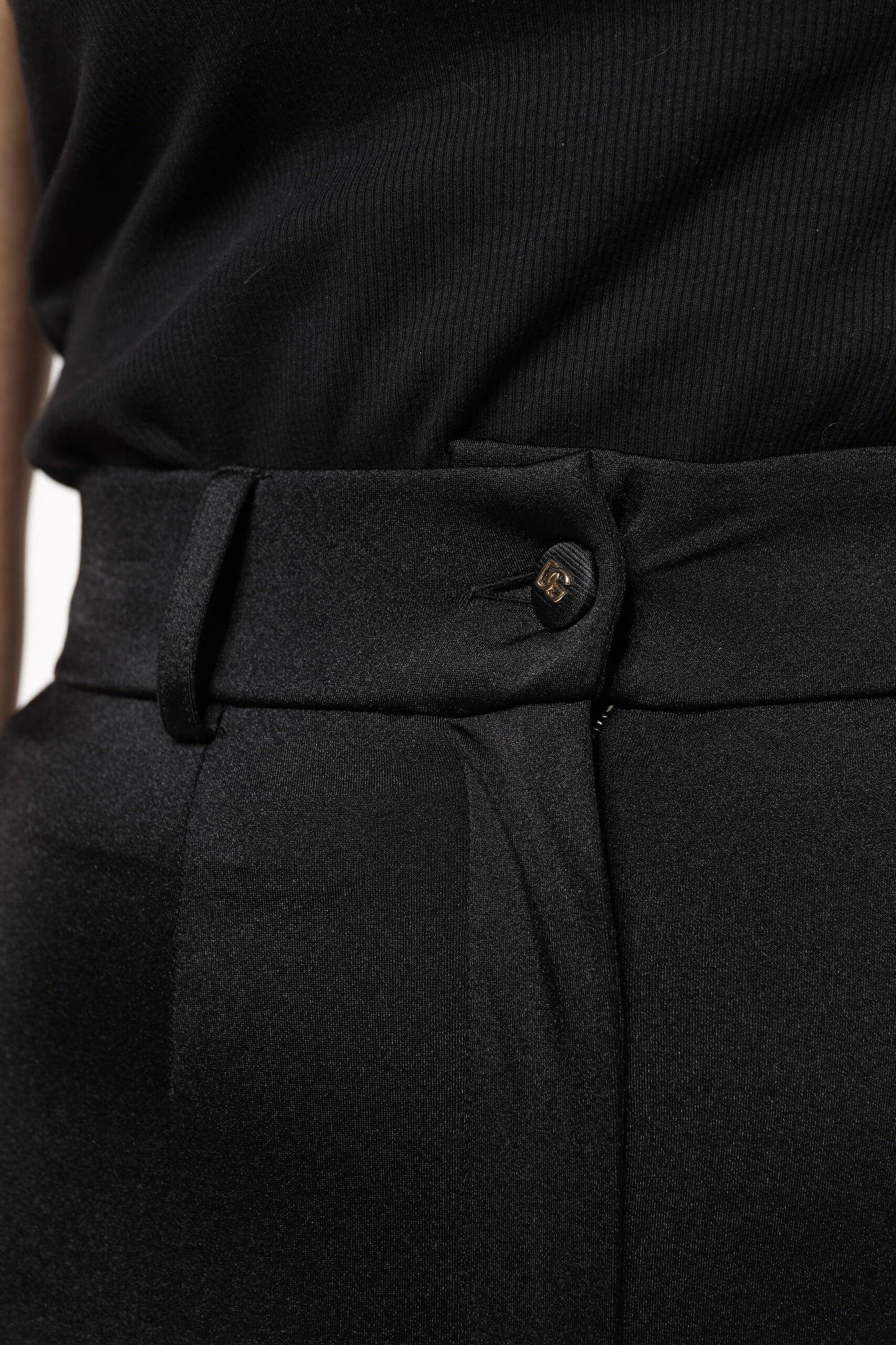 Pantalón pitillo de talle alto de nailon negro de Dolce & Gabbana