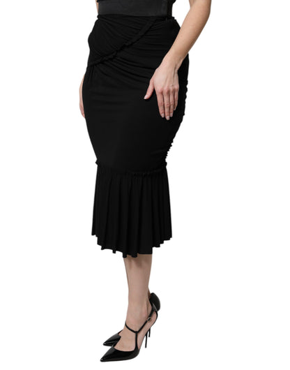 Falda midi Dolce & Gabbana negra de corte sirena y talle alto