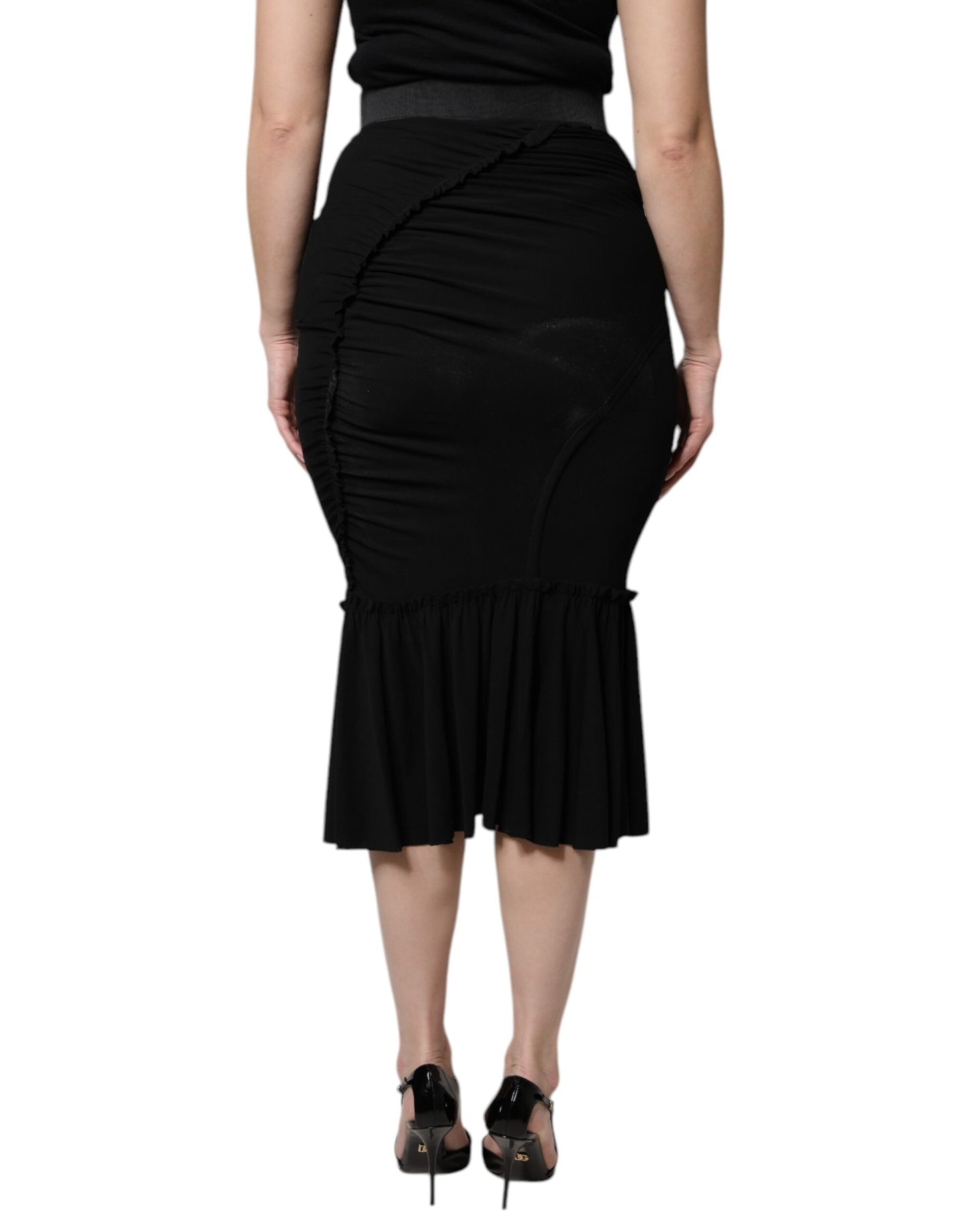 Falda midi Dolce & Gabbana negra de corte sirena y talle alto