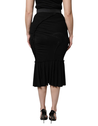 Falda midi Dolce & Gabbana negra de corte sirena y talle alto