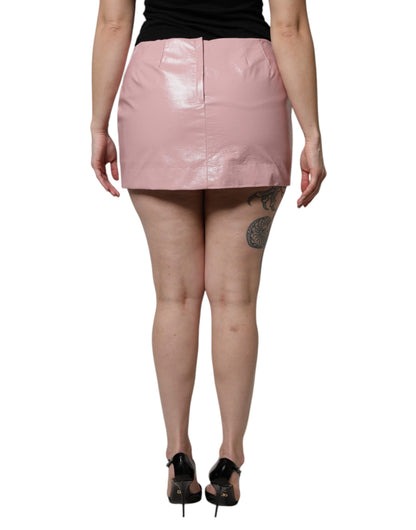 Minifalda de algodón rosa brillante de talle alto Dolce & Gabbana