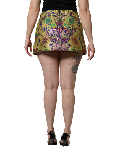 Minifalda de cintura media con jacquard floral multicolor de Dolce & Gabbana