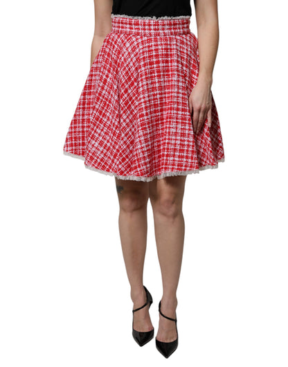 Dolce & Gabbana Falda por encima de la rodilla de talle alto línea A roja y blanca