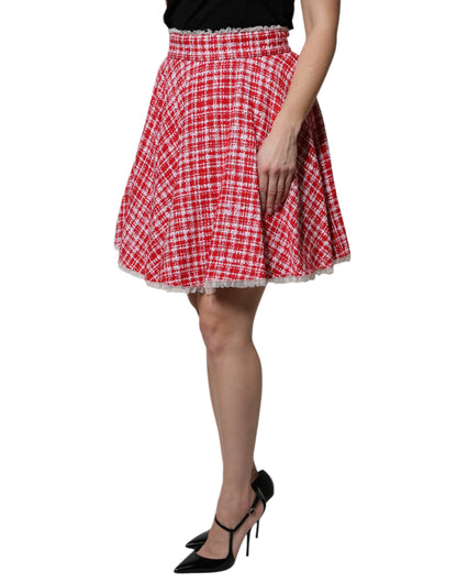 Dolce & Gabbana Falda por encima de la rodilla de talle alto línea A roja y blanca