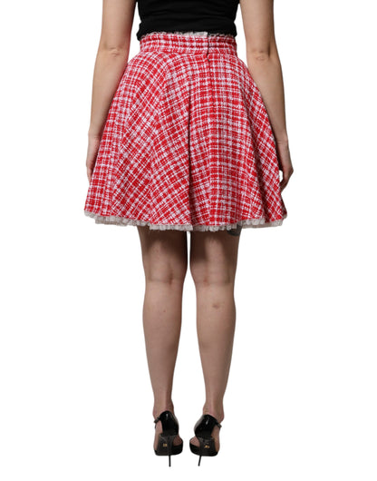 Dolce & Gabbana Falda por encima de la rodilla de talle alto línea A roja y blanca