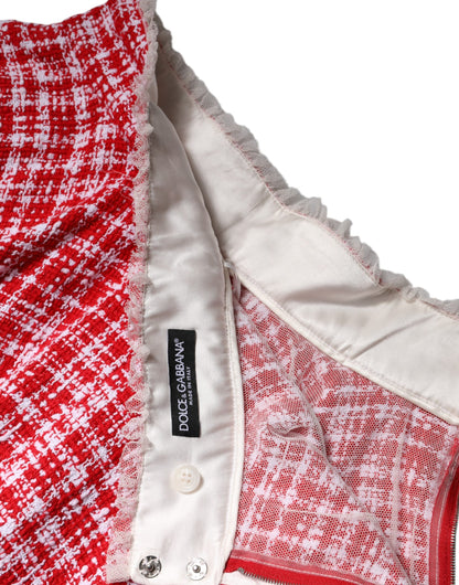 Dolce & Gabbana Falda por encima de la rodilla de talle alto línea A roja y blanca