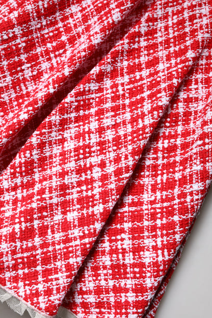 Dolce & Gabbana Falda por encima de la rodilla de talle alto línea A roja y blanca