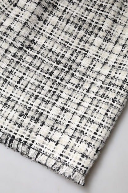Minifalda Dolce & Gabbana de tweed tartán blanca y negra de talle alto